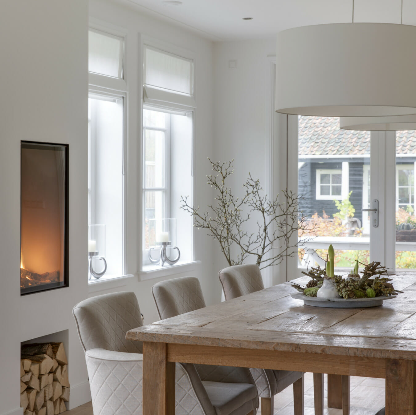 Vouwgordijnen in de woonkamer