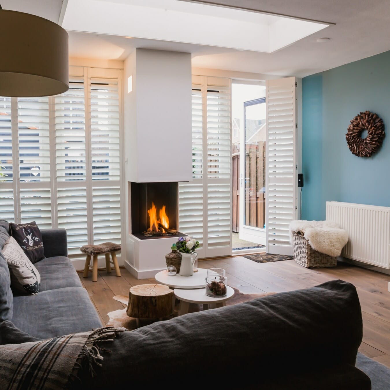 Zonnelux shutters wit woonkamer